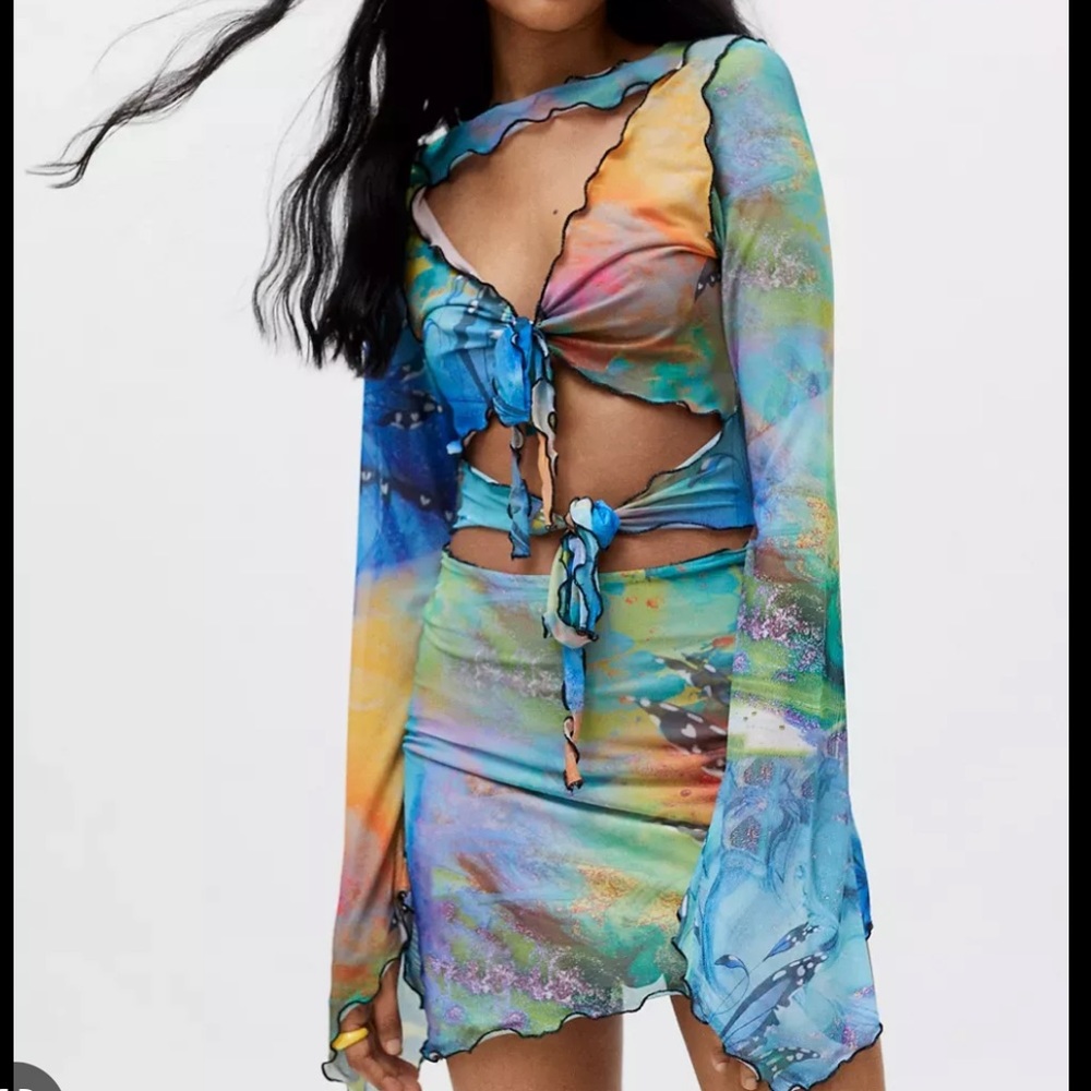 Jaded London Multicolor Butterfly Mesh Mini Dress - Picture 4 of 4